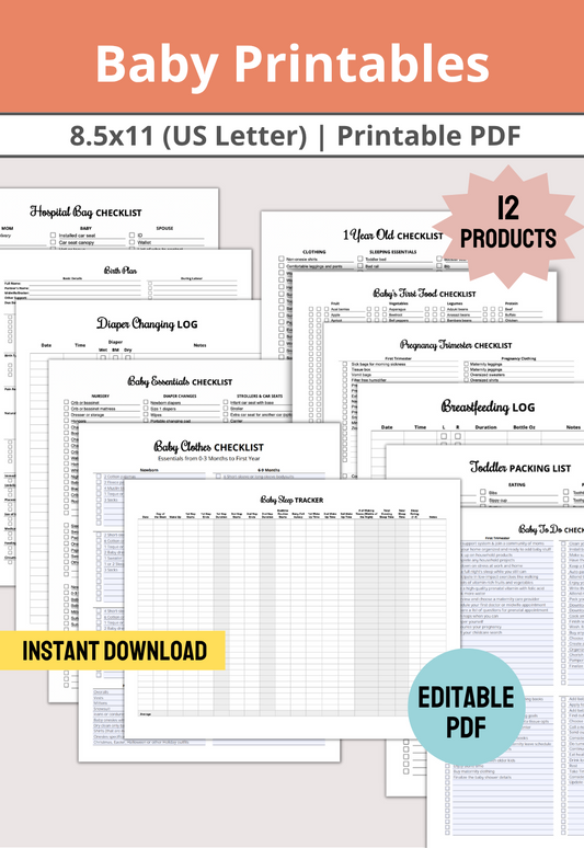 Baby Planner Printables PDF Bundle