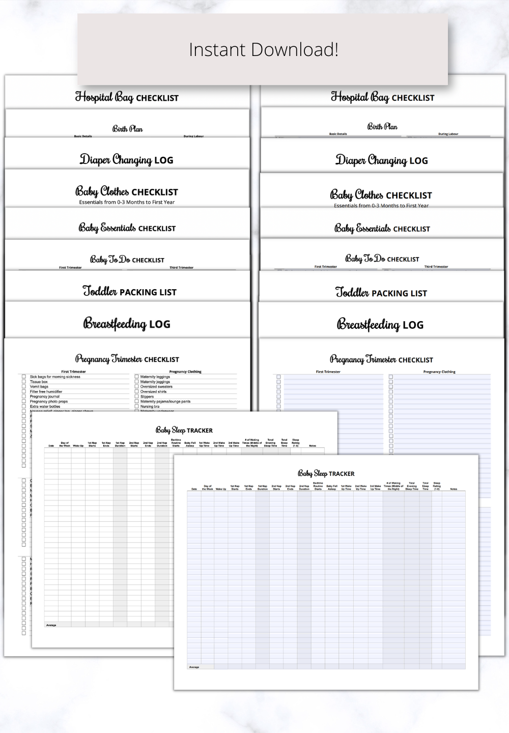 Baby Planner Printables PDF Bundle