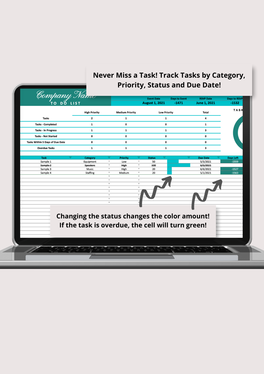 Blue and Green Gala Fundraiser Google Sheets Spreadsheet